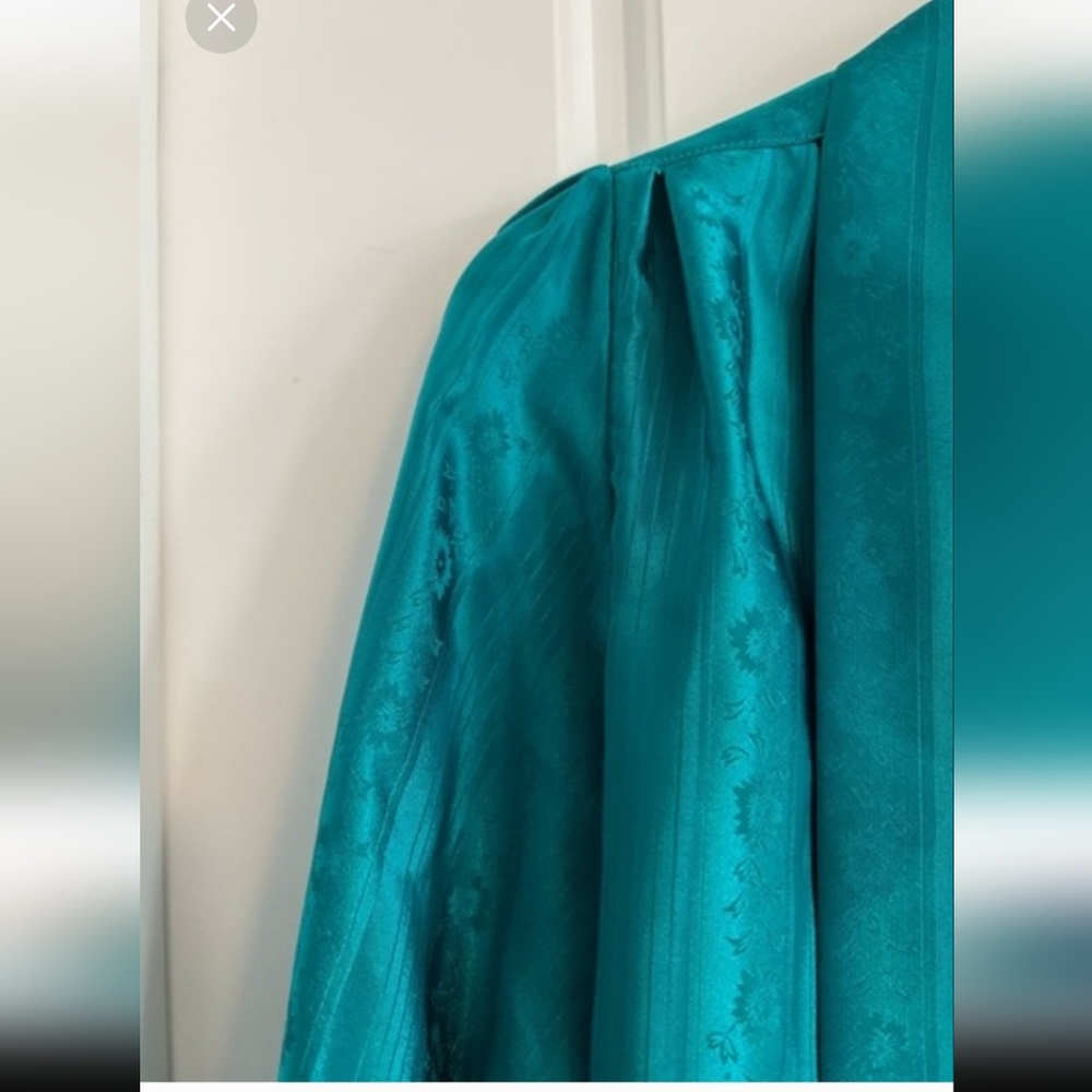 Vintage Chagall Teal Secretary Pussybow Blouse - Picture 7 of 7